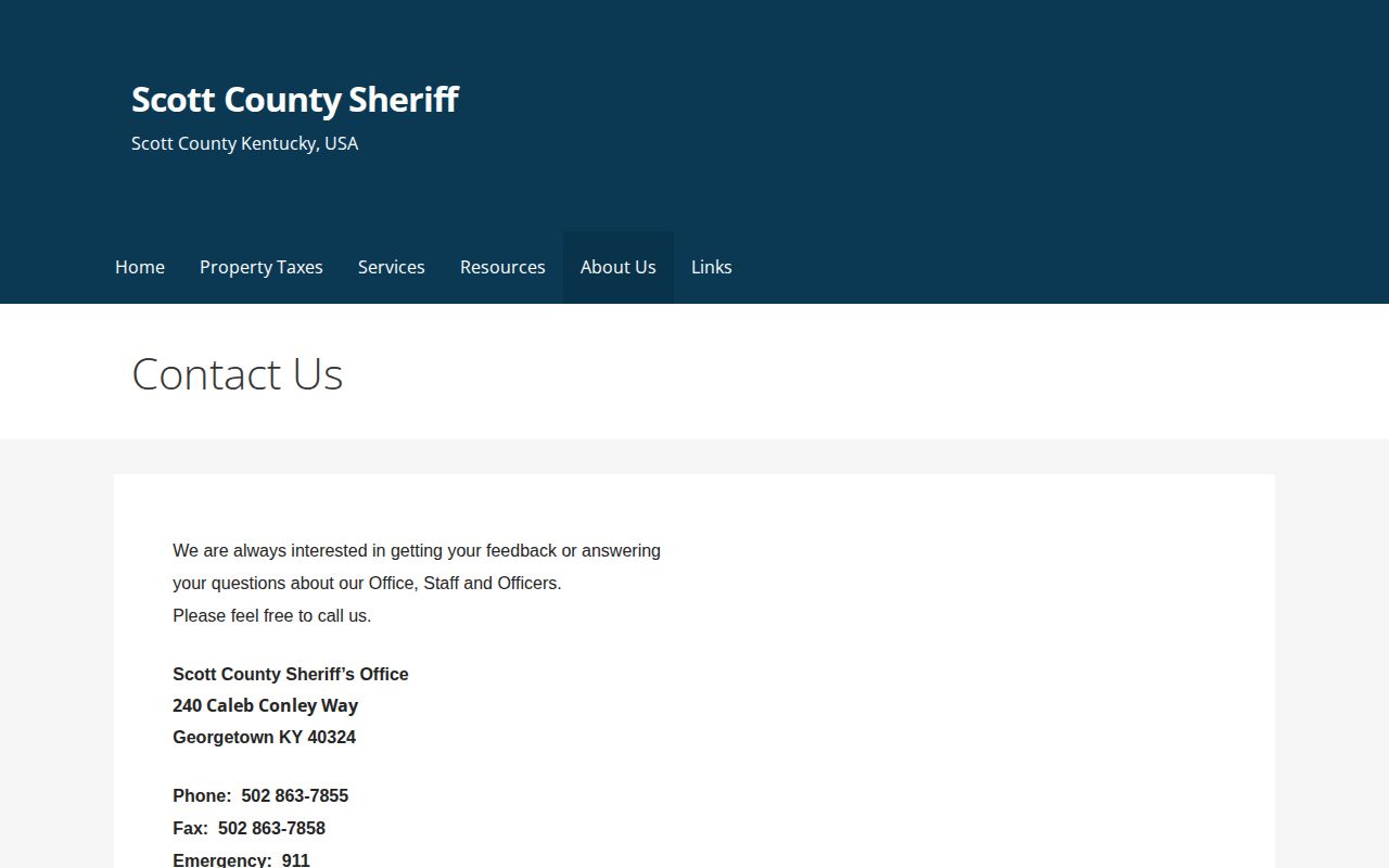Scott County Sheriff page linking to VINE custody services