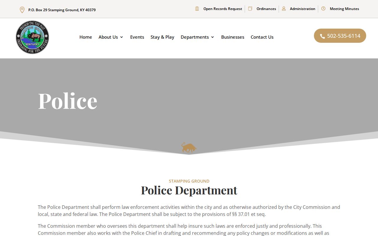 Stamping Ground Police Department contact source for recent arrest records
