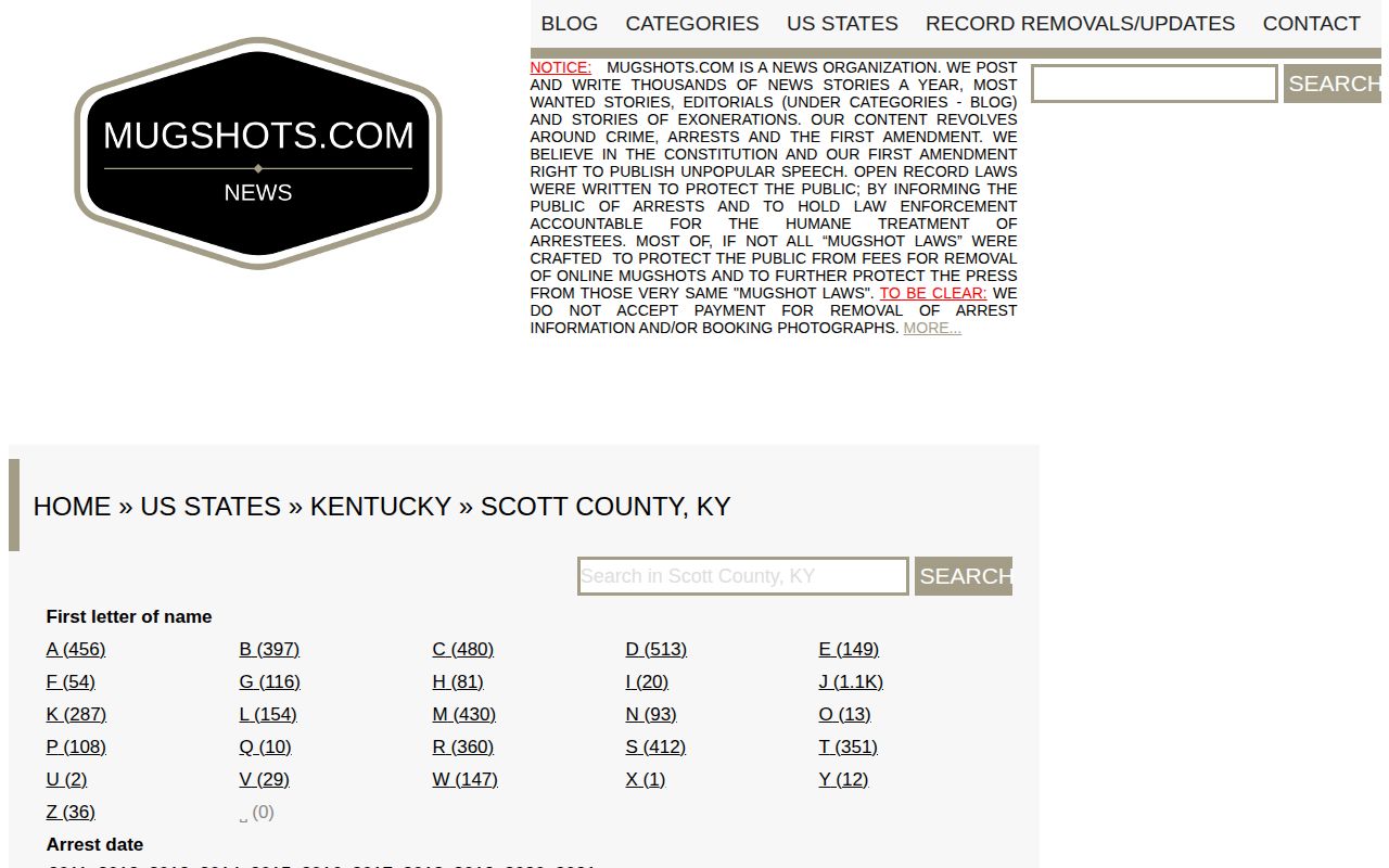 Older unofficial Mugshots.com Scott County archive