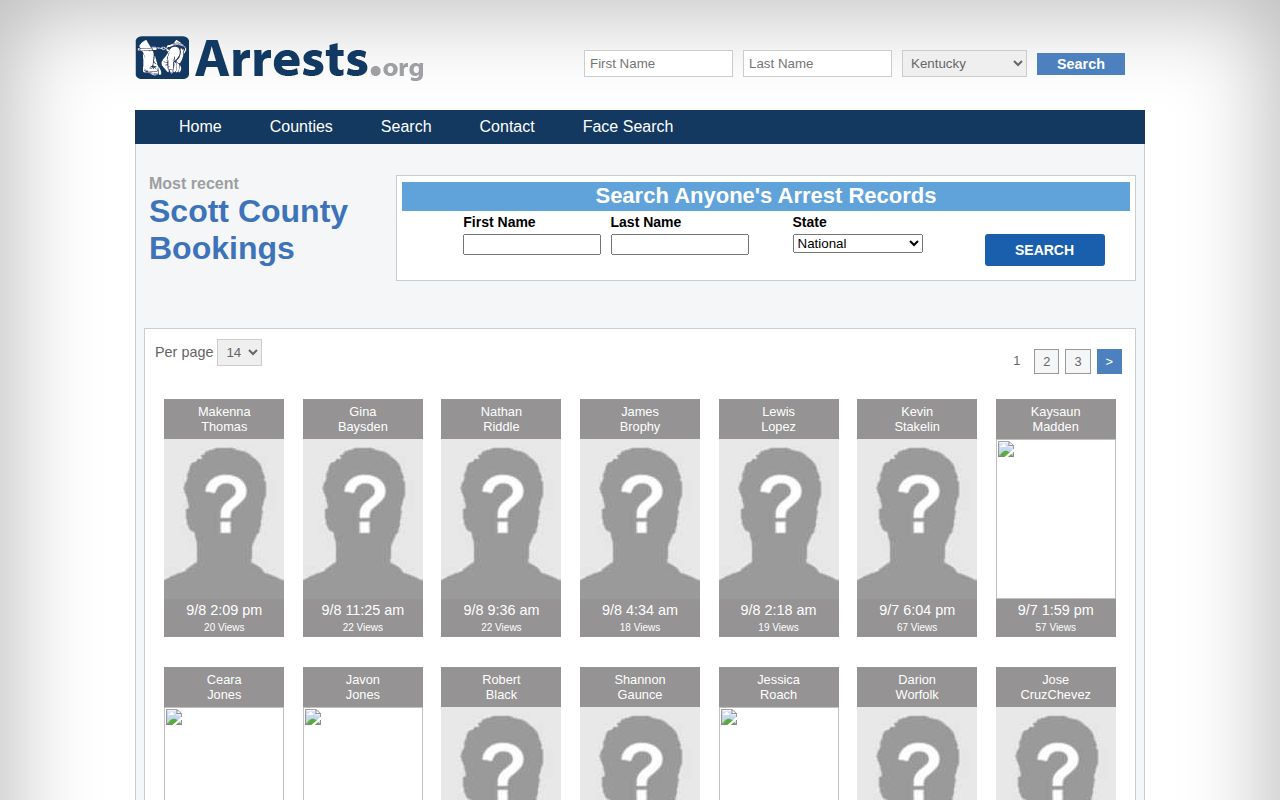 Unofficial Kentucky Arrests.org Scott County index